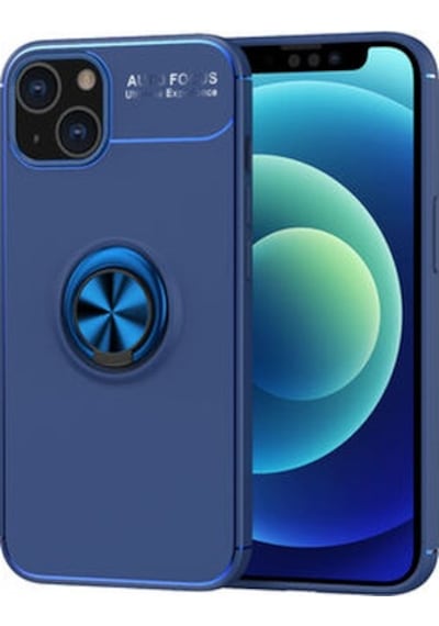 Apple Uyumlu iPhone 14 Plus Kılıf Yüzüğü Stant Ve Araç Tutucu Olabilen Şık Esnek Premium Silikon Kapak Ryc/ravel Mavi
