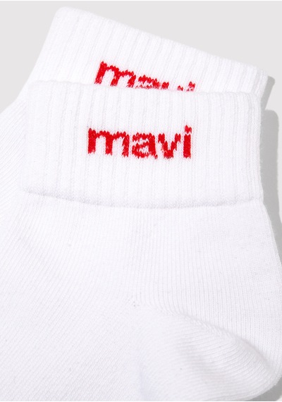 Mavi - Mavi Logo Detaylı Beyaz Patik Çorap 1910331-23248 Beyaz