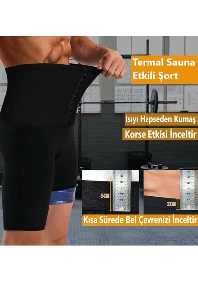 Mistirik Sauna Model Yüksek Bel Yağ Yakma Etkili Şort Siyah
