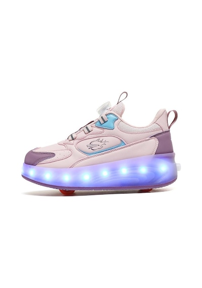 Pembe - Mor Çocuk Aydınlatma Spor Ayakkabıları Şarj Edilebilir Çift Sıralı Dört Tekerlekli Paten Yürüyüş Ayakkabıları Spor Kurulu Ayakkabıları Pembe - Mor
