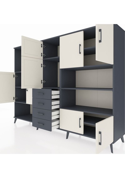 Hyperion Dolap 9 Raflı 4 Çekmeceli 8 Kapaklı 220x44x163 Antrasit- Antrasit-aytaşı/antrasit Hyperion Dolap 9 Raflı 4 Çekmeceli 8 Kapaklı 220x44x163 Antrasit- Antrasit-aytaşı/antrasit