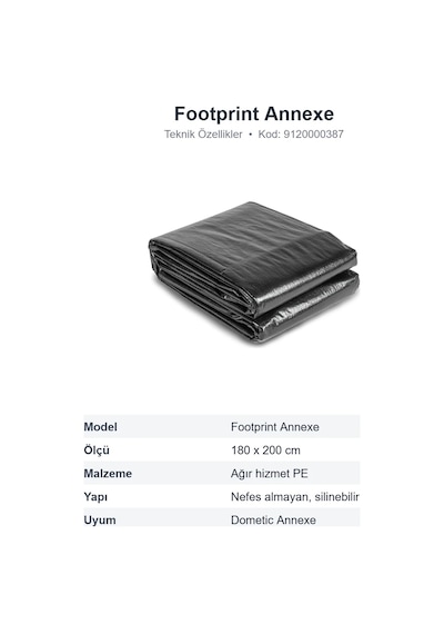 Dometic Footprint Annexe Yan Oda Zemin Örtüsü, Pe Taban Brandası 180x200 Cm 9120000387