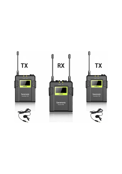 Saramonic, Uwmic9, Rx9+tx9+tx9+tx9 Uhf Lavalier Mikrofon Sistemi, Kablosuz, Siyah