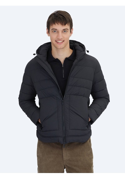 Kip Siyah Regular Fit Gömlek Yaka Casual Dokuma Mont Siyah