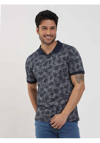 Dufy Lacivert Erkek Slim Fit Desenli Polo Yaka Tshirt - 105239-lacivert Lacivert