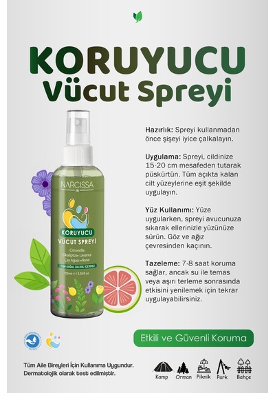 Sivrisinek Ve Kene Kovucu Vücut Spreyi 100ml - Tüm Gün Etki - 729463335