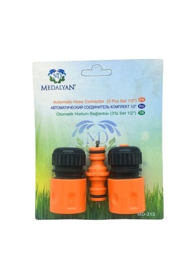 Medalyan Md-313 3'lü Set 1/2 Lüks Otomatik Hortum Eki Bağlantısı- 20'li Paket