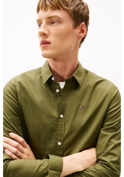 Tommy Hilfiger Tjm Original Stretch Yeşil Erkek Gömlek-16376