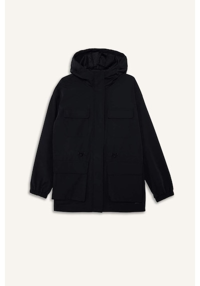 Defacto Rüzgar Geçirmez Su İtici Kapüşonlu Fermuarlı Yağmurluk F7968ax26spbk81 Siyah-bk81