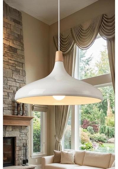 Nova Ahşap Sarkıt Avize, Bohem Tavan Lambası Ve Salon Oturma Odası Aydınlatması - Krem - 35 Cm Modern Dekoratif Avize, Tavan Aydınlatması Diğer