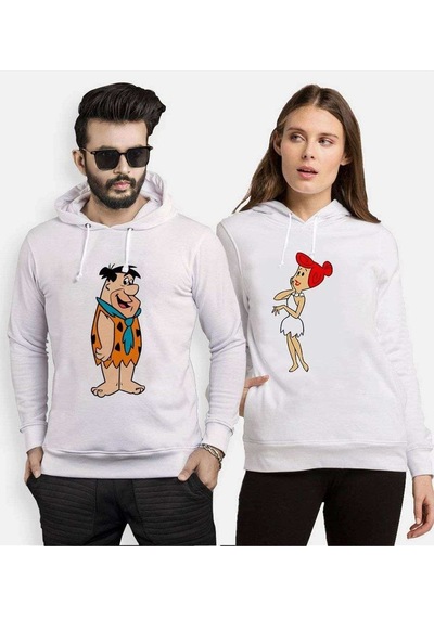 Tshirthane Fred Wilma Çakmaktaş Sevgili Kombinleri Kapüşonlu Kom