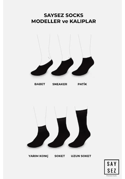 Saysez Bambu Erkek Sneaker Çok Renkli Çorap Dikişsiz Görünmez Bilekte Spor Çorap Premium 6'lı Paket Çok Renkli