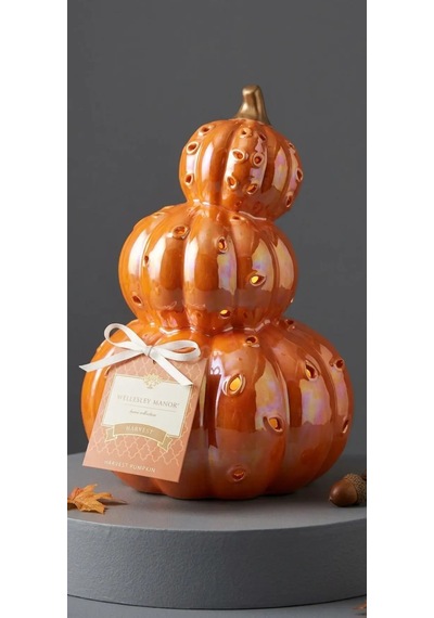 Wellesley Manor Harvest Pumpkin Kokulu Dekoratif El Boyama Seramik Balkabağı .