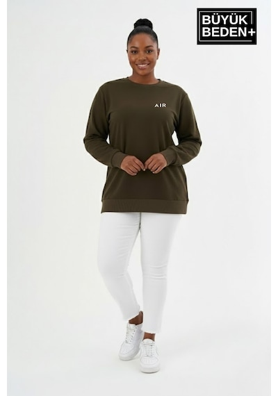 Süperlife Kadın Büyük Beden Ar Baskılı Yaka Kollar Etek Ribana Bisilet Yaka İnce Sweatshirt Spr26bswk956-1 Haki Süperlife Kadın Büyük Beden Ar Baskılı Yaka Kollar Etek Ribana Bisilet Yaka İnce Sweatshirt Spr26bswk956-1 Haki