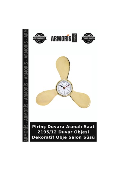 Pirinç Duvara Asmalı Saat 2195/12 Duvar Objesi Dekoratif Obje Salon Süsü Çok Renkli