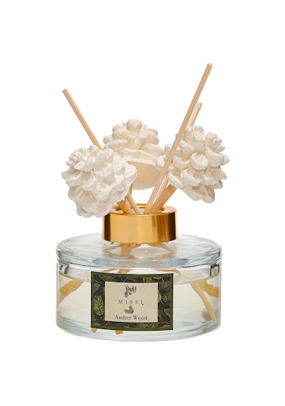 Yılbaşı 150 Ml Kozalak Seramik Taşlı Bambu Çubuklu Amber Wood Oda Kokusu Amber