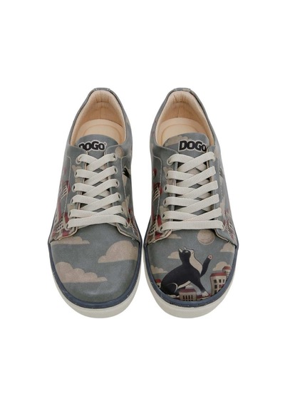 Kadın Vegan Deri Mavi Sneakers - Over The Moon Tasarım Çok Renkli
