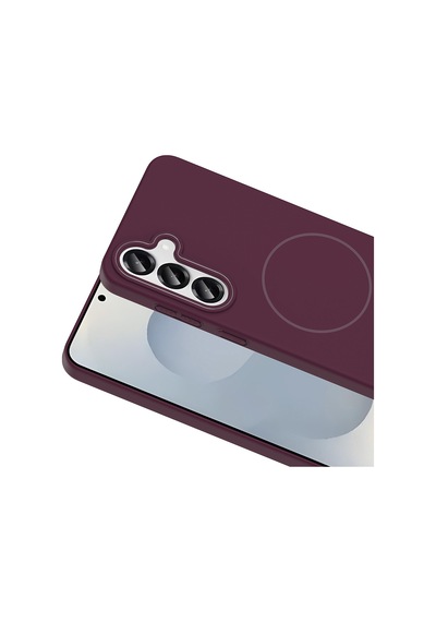 Galaxy Uyumlu S25 Kılıf Magsafe Şarj Özellikli Ruby Sert Kılıf Mürdüm