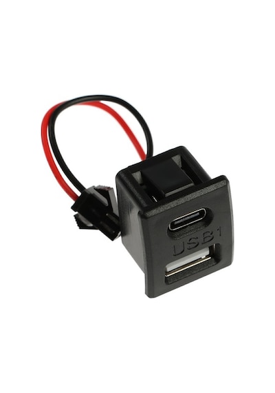 Type-c / Usb A Dişi Soket Kavisli 2 Pin 10cm Kablo Jst Çift Usb 5v 2a Panel Montaj Cep Tel Tablet