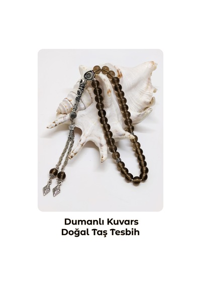 Dumanlı Kuvars Doğal Taş Tesbih - 8 Mm Küre Kesim