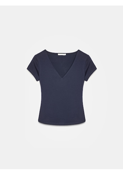 Dilvin 32840 V Yaka Basic T-shirt-lacivert