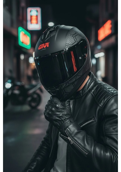 Gıvı 50.x Snake Mat / 1 Renkli 1 Şeffaf Vizörlü Motosiklet Kask Siyah Vizör + Şeffaf