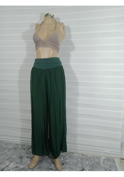 Bohem Stil Italyan Ipek Detaylı Oversize Kap Bluz- Wes Pantolon Takım-8789 Zümrüt Yeşili Bohem Stil Italyan Ipek Detaylı Oversize Kap Bluz- Wes Pantolon Takım-8789 Zümrüt Yeşili