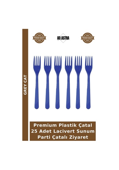 Premium Plastik Çatal 25 Adet Lacivert Sunum Parti Çatalı Ziyaret Mavi