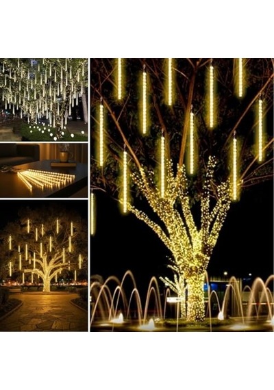 Buffer Meteor Led Işık Seti, Sarı Renk, Usb Güç Kaynağı, 9'lu Plastik Tüp, Asmalı Dekoratif Bahçe Ve Dış Mekan Aydınlatması Sku: Smgstk7146de343e .