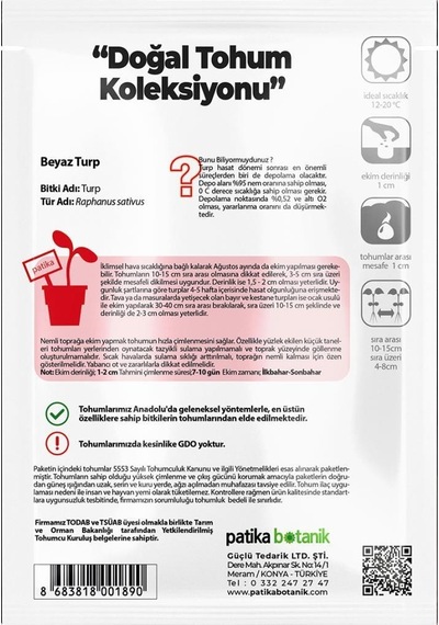 500 Adet Beyaz Turp Tohumu