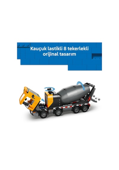 LEGO® City Beton Mikseri 60478 - 7 Yaş ve Üzeri Çocuklar İçin Minifigür İçeren Yaratıcı Oyuncak Yapım Seti (371 Parça)