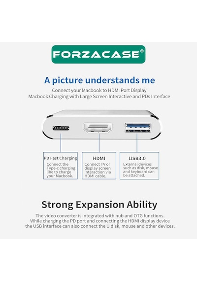 Usb 3.1 Type C To Hdmi Usb Çevirici Dönüştürücü Adaptör - Fc444