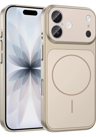 Apple Uyumlu iPad iPhone 17 Kılıf Zore M-safe Şarj Özellikli Kamera Korumalı Formen Kapak Gold
