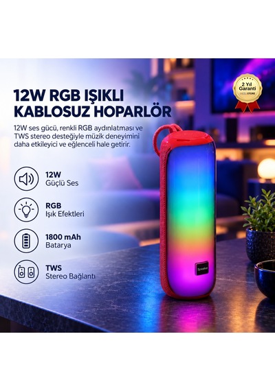 12w Rgb Işıklı Kablosuz Hoparlör 1800 Mah Tws Stereo-1751