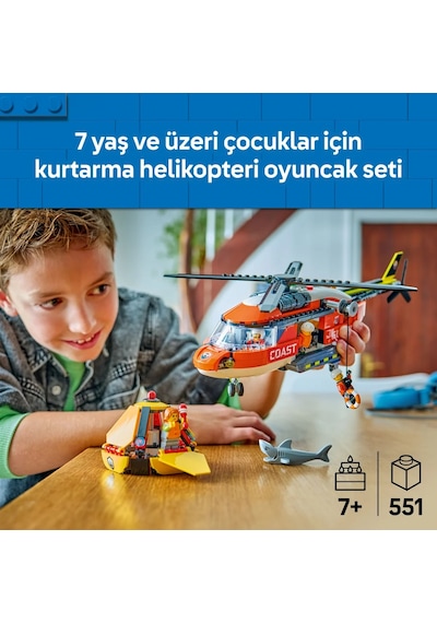 LEGO® City Sahil Güvenlik Helikopteri 60503 - 7 Yaş ve Üzeri Çocuklar için 4 Minifigür İçeren Yaratıcı Oyuncak Yapım Seti  (551P)