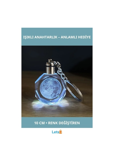 Dolunay Tasarımlı Işıklı Anahtarlık 10 Cm Çok Renkli