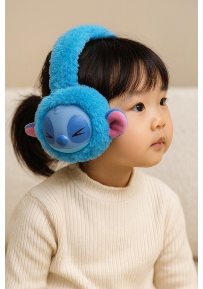 Stitch Peluş Kulaklık Mor Açık Mor