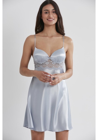 Pierre Cardin 2406 Kadın Saten Emprime Gecelik&sabahlık Takım - Mist Mist