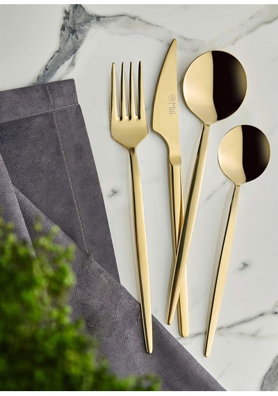 The Mia Isla Çatal Kaşık Bıçak Seti Gold 24 Parça Ckb0147