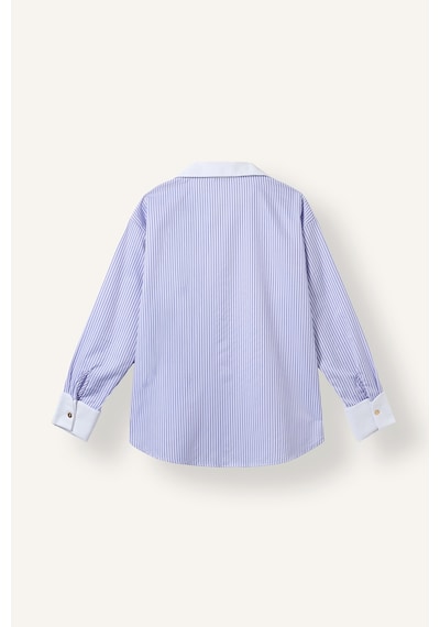 Defacto Oversize Kontrast Yaka Çizgili Poplin Gömlek I8664ax26aupr141 Mor-pr141