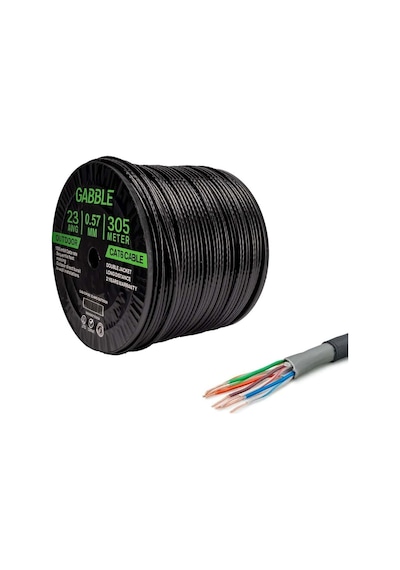 Gabble Cat6 Dış Ortam Kablo 0.57mm 305 Metre Çift Ceket