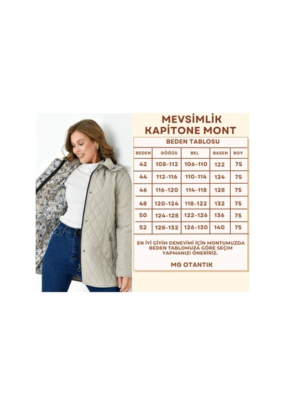 Mg Otantik Kadın Büyük Beden Kapüşonlu İçi Desenli Fermuarlı Çıtçıtlı Kapitone Kaban Mont Bej Mg Otantik Kadın Büyük Beden Kapüşonlu İçi Desenli Fermuarlı Çıtçıtlı Kapitone Kaban Mont Bej