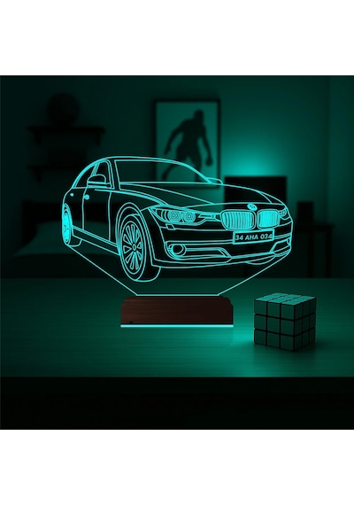 Luvivia Araba Bmw Tasarım Kişiye Özel 3d Lamba - Masa Gece Lambası Şeffaf