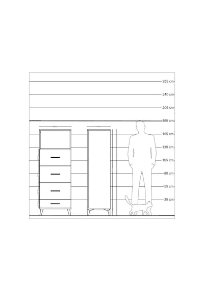 Hyperion Dolap Tek Raflı 4 Çekmeceli 60x44x163 Aytaşı-çam Aytaşı