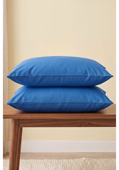 Saks Mavisi Ranforce %100 Pamuklu 2'li Yastık Kılıfı 50x70 Cm Mavi