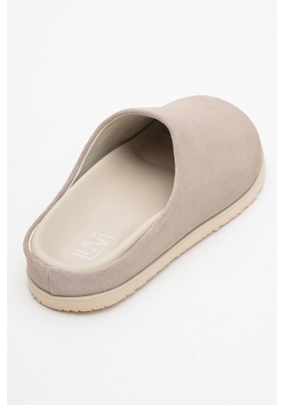 Luvishoes Luvi Shoes Space Bej Süet Hakiki Deri Önü Kapalı Kadın Terlik Bej