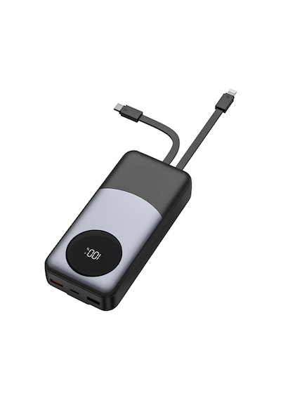 Venandin Pwb20a2 20.000 Mah Led Göstergeli 22.5w Hızlı Kendinden Kablolu Powerbank Siyah