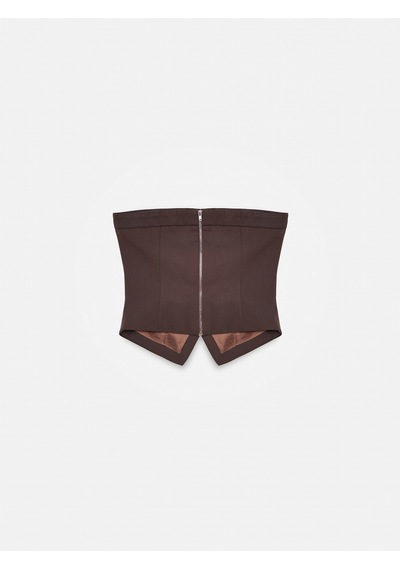 Dilvin 60613 Cep Detaylı Straplez Top-kahve