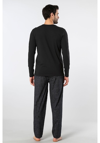 Cacharel Erkek Poplin O Yaka Uzun Kollu Pijama Takım 2239/siyah 2 Lacivert
