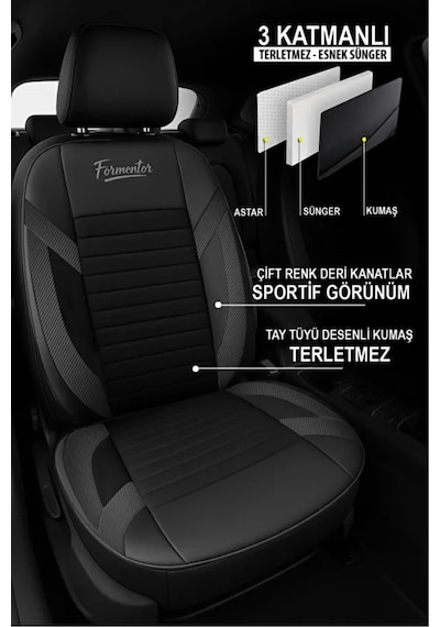 Dacia Duster Laureate 1.5 Dci 110 4x4 E2 I X Md 2016 Uyumlu Formentor Tay Tüyü Siyah Oto Kılıfı Tam Set